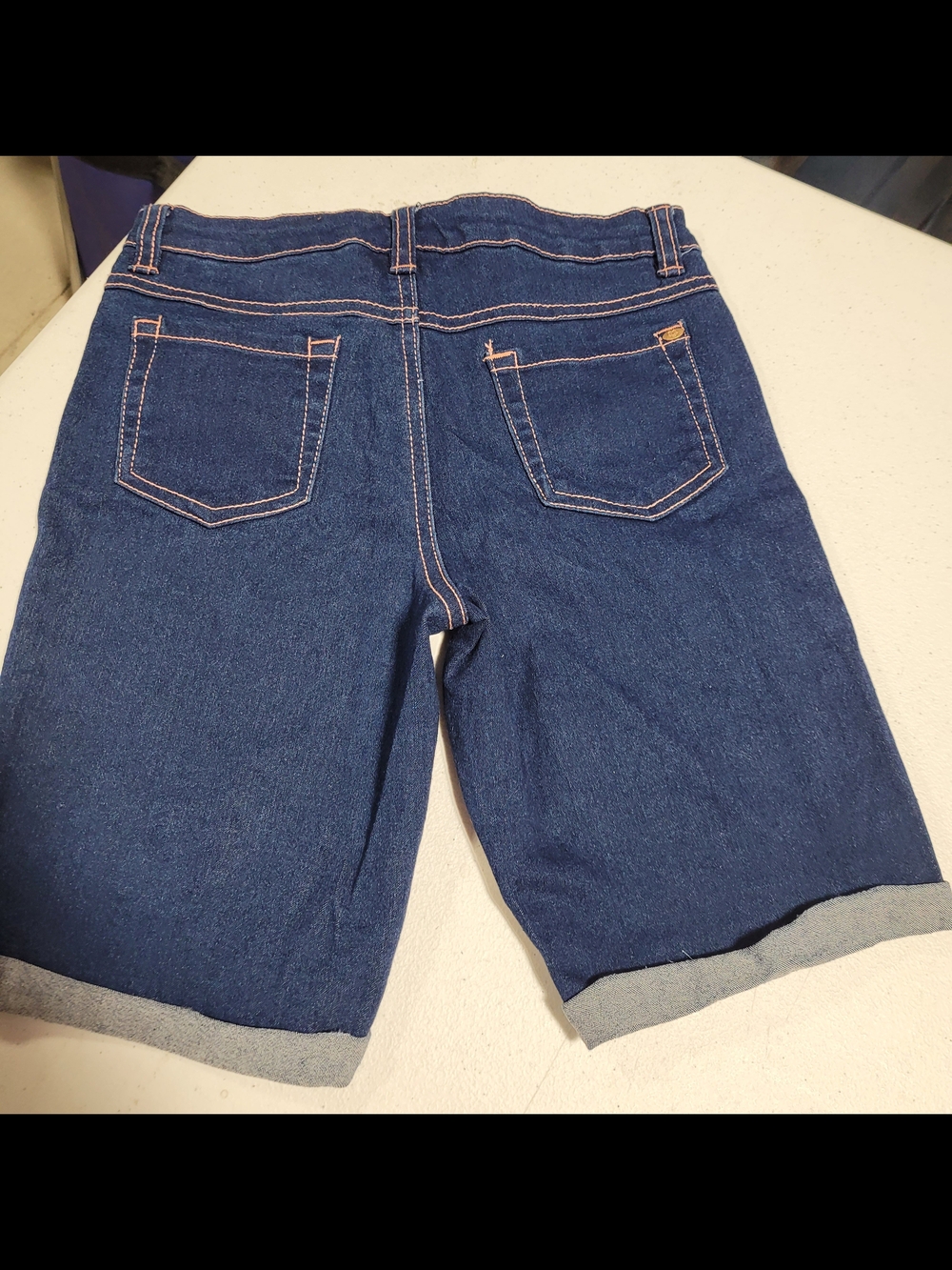 Limited Too Navy Denim Shorts with Pink Topstitching - Picture 4 of 4